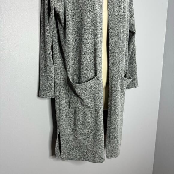 Clara Sun Woo Long Line Open Front Long Cardigan Gray Lightweight M - Picture 4 of 10